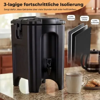 16,5 l dávkovač nápojov s kohútikom, dávkovač teplých a studených nápojov, stohovateľná izolovaná kanvica, čierna