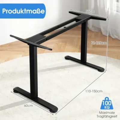 Elektrický dvojmotorový rám stola Výškovo nastaviteľný rám stola 109-151 x 59 x 70-120 cm čierny