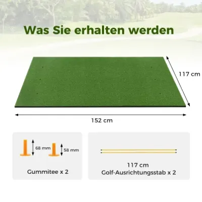 Golfová podložka na odpal 2 gumové odpaliská a 2 zarovnávacie tyče a 6 pozícií na odpalisko 152 x 117 cm hrúbka 32 mm