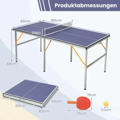 Prenosný stôl na stolný tenis so sieťkou a 2 pálkami a 3 loptičkami Mini stôl na stolný tenis