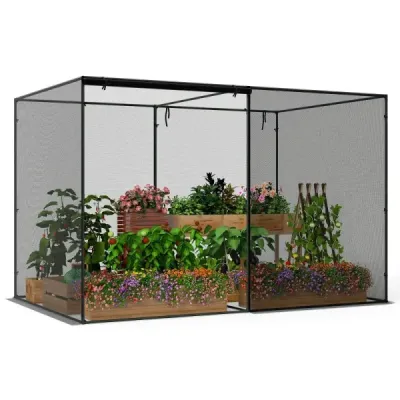 Ochranná sieť na rastliny s roletou, vrátane tašky na prenášanie a 6 kolíkov do zeme Ochranná sieť na zeleninu 310 x 200 x 200 cm