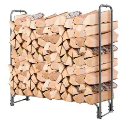 Vonkajší kovový stojan na palivové drevo s vodotesným krytom Stojan na palivové drevo 122,5 x 35,5 x 122,5 cm