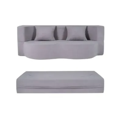 Rozkladacia pohovka 192,5 cm, fleece s motívom medvedíka, 2 v 1, s vankúšmi, bez montáže, do obývačky, biela