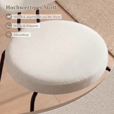 Sada 2 ks jedálenských stoličiek s čalúnením, látkové sedáky, kovové nohy, do kuchyne alebo reštaurácie, biele