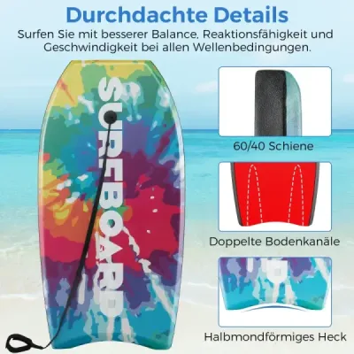 104 cm, ľahký bodyboard s jadrom z EPS, vrchnou vrstvou z XPE a spodnou vrstvou z HDPE, vhodný na pláž, do bazéna a do mora