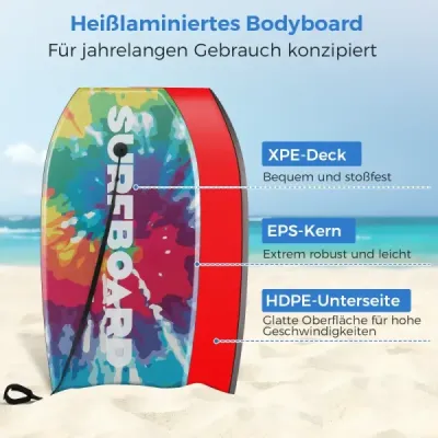104 cm, ľahký bodyboard s jadrom z EPS, vrchnou vrstvou z XPE a spodnou vrstvou z HDPE, vhodný na pláž, do bazéna a do mora