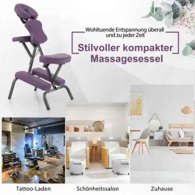Skladacie masážne kreslo, kreslo na tetovanie s nastaviteľnou výškou, prenosné terapeutické kreslo, fialové