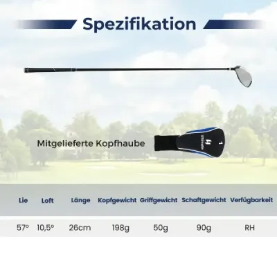 Golfový driver pre mužov, 460 cm³, hliníková palica pre pravákov s krytom hlavy a grafitovou rúčkou