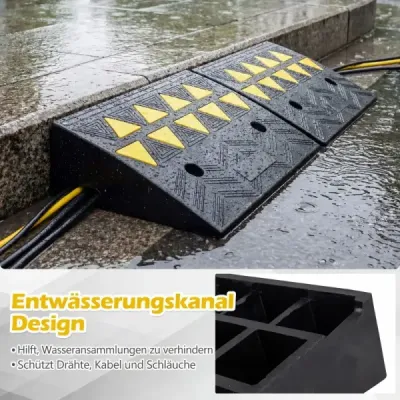 Sada 2 ks gumových nájazdových ramp na obrubníky, reflexné, odolné, pre autá, invalidné vozíky a bicykle, čierne