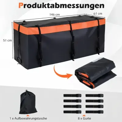 Heckbox ťažné zariadenie 453L, PVC, vodotesná, skladateľná, s vystuženými popruhmi, batožinová taška do auta