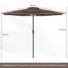 360 cm záhradný slnečník s kľukou, 8 výstuh, s ventiláciou, na ochranu pred slnkom, do záhrady, na kávu