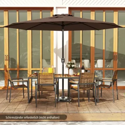 360 cm záhradný slnečník s kľukou, 8 výstuh, s ventiláciou, na ochranu pred slnkom, do záhrady, na kávu