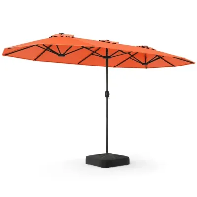 Dvojitý slnečník 400 x 212 cm, obdĺžnikový, s kľukou, stojan na slnečník, balkón, terasa, oranžový