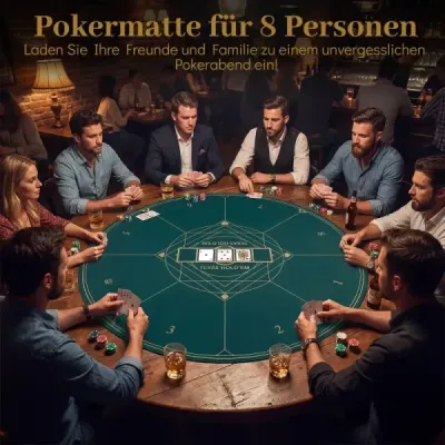 Kruhová pokerová podložka 120 cm, protišmyková, pre 8 hráčov, s taškou na prenášanie, zelená