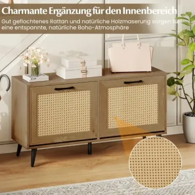 Skriňa na topánky s ratanovými dvierkami Úzka skriňa na topánky s 2 klapkami Regál na topánky