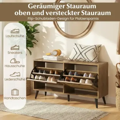 Skriňa na topánky s ratanovými dvierkami Úzka skriňa na topánky s 2 klapkami Regál na topánky