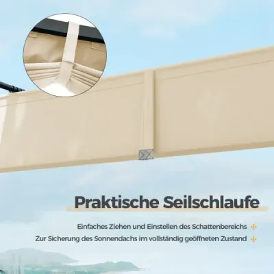 Pergola s rozmermi 3,1 x 3,1 m s posuvnou strechou, vodotesný pavilón, zimný záhradný pavilón, béžová farba