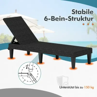 Sada 2 ratanových lehátok s nastaviteľným operadlom, nosnosť do 150 kg, záhradné ležadlo odolné voči poveternostným vplyvom