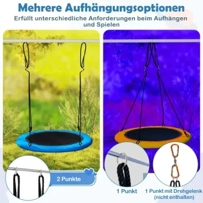 Hojdačka Hniezdo Ø100cm LED osvetlenie Nastaviteľné lano do 150kg Záhradné ihrisko Modrá