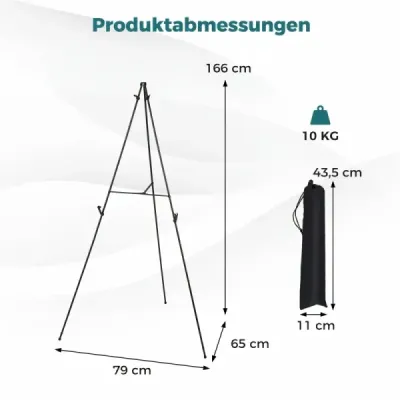 6-dielny ľahký stojan na maľovanie, 166 cm, skladací stojan na plátno so statívom a prenosnými taškami, kovový