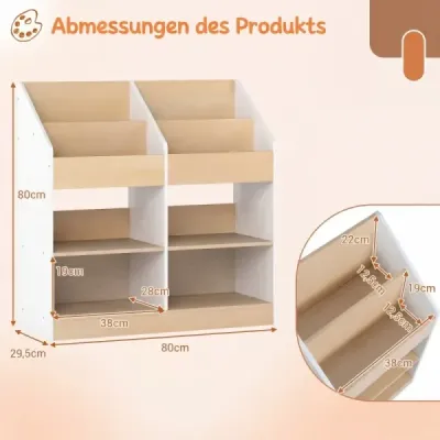 Knižnica Detská knižnica pre batoľatá s 4 stojacimi kockami a 4 úložnými priehradkami Biela