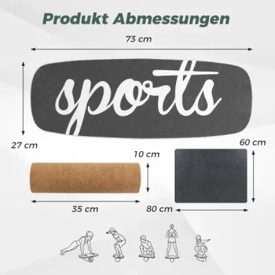 Balančná doska 17 mm waveboard s 10 cm korkovým valčekom, surfová doska vyrobená z brezového dreva, nosnosť do 100 kg