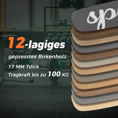 Balančná doska 17 mm waveboard s 10 cm korkovým valčekom, surfová doska vyrobená z brezového dreva, nosnosť do 100 kg