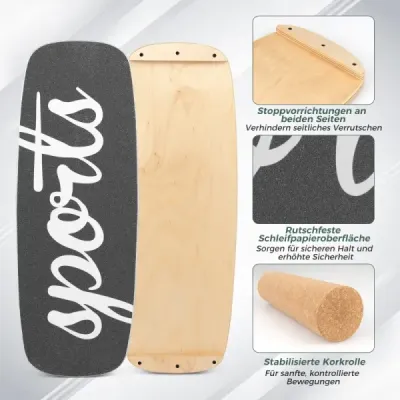Balančná doska 17 mm waveboard s 10 cm korkovým valčekom, surfová doska vyrobená z brezového dreva, nosnosť do 100 kg