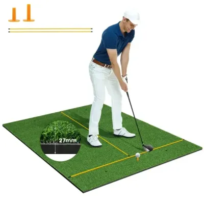 Golfová podložka na odpal 2 gumové odpaliská a 2 zarovnávacie tyče a 6 pozícií na odpalisko 152 x 117 cm hrúbka 32 mm