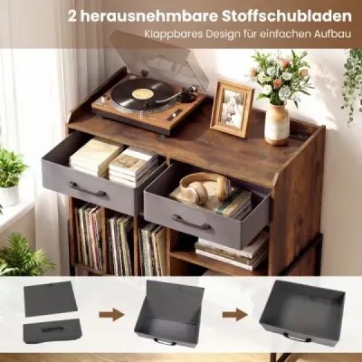 Stojan na platne so zásuvkami, portami USB a Type-C a 2 skladacími látkovými zásuvkami, hnedý