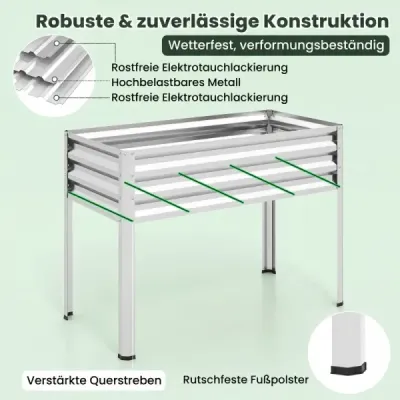 Vyvýšený záhradný záhon z pozinkovaného kovu s PE krytom. Vyvýšený záhradný záhon s rolovacími dverami Strieborná.