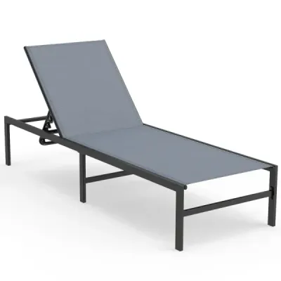 Ležadlo na opaľovanie do exteriéru Nastaviteľné ležadlo 64 x 198 x 67 – 103 cm, šedé