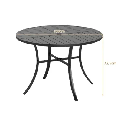 Kruhový záhradný stôl z kovu, Ø 108 cm, odolný voči poveternostným vplyvom, jedálenský stôl pre 4 osoby, robustný terasový stôl