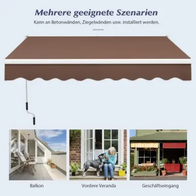 OP70368CF  3 x 2,5 m sklopné rameno markíza slnečná markíza balkónová markíza terasa svorka markízy markíza hnedá SKLADOM