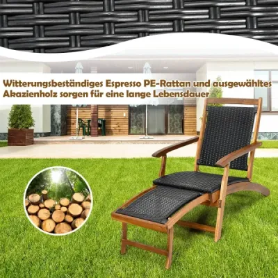 Skladacie ležadlo na slnko so sklopnou opierkou nôh a ergonomickým operadlom