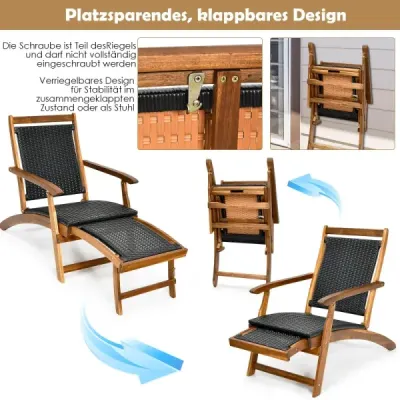 Skladacie ležadlo na slnko so sklopnou opierkou nôh a ergonomickým operadlom