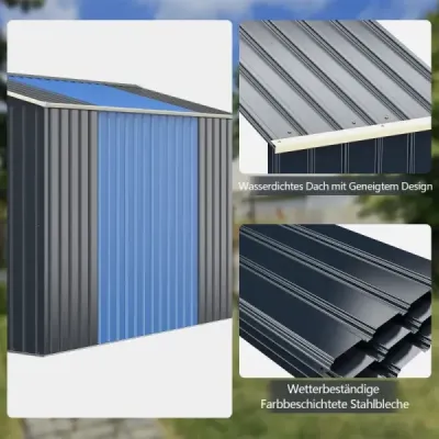 Sada 2 ks: kovová záhradná búda Extended – 213 x 191 x 195 cm + uzamykateľná záhradná búda – sada