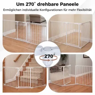 3 TLG. Detská zábrana s dvojitým zamykaním a obojstranným otočným mechanizmom – bezpečnostné dvierka, biela