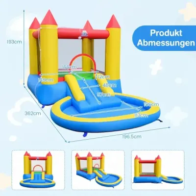Nafukovacia atrakcia so šmýkačkou, skákacou plochou a detským bazénom Bouncy Castle 362 x 196,5 x 193 cm