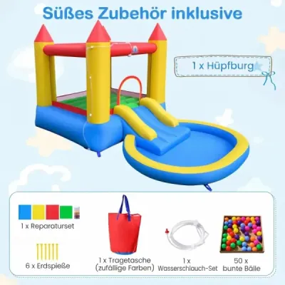 Nafukovacia atrakcia so šmýkačkou, skákacou plochou a detským bazénom Bouncy Castle 362 x 196,5 x 193 cm