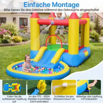 Nafukovacia atrakcia so šmýkačkou, skákacou plochou a detským bazénom Bouncy Castle 362 x 196,5 x 193 cm