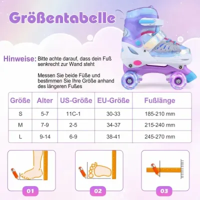 Kolieskové korčule s nastaviteľnou veľkosťou v 4 veľkostiach EU 34–37, štvorkolieskové korčule so 4 otočnými kolieskami, modré