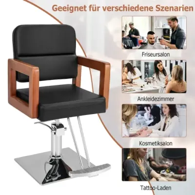 Hydraulické kadernícke kreslo Salónne kreslo pre kaderníkov s 360-stupňovým otáčaním 87 x 60 x 95-110 cm čierne
