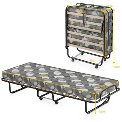 Skladacia posteľ s matracom Prenosná a rolovacia posteľ pre hostí 190 x 80 x 33 cm Sivá made in Italy Pôvod: Taliansko