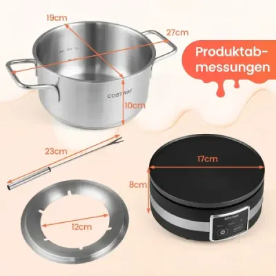 Elektrická súprava na fondue, 1200 W, s regulátorom teploty a odnímateľným nerezovým hrncom