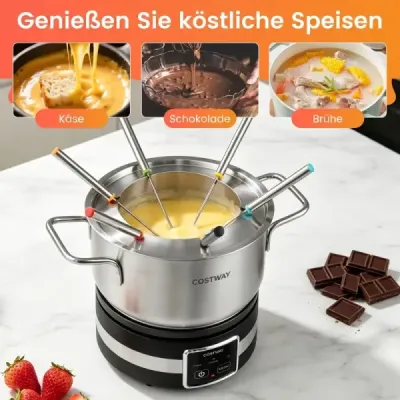 Elektrická súprava na fondue, 1200 W, s regulátorom teploty a odnímateľným nerezovým hrncom