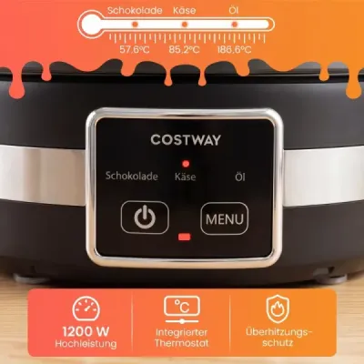 Elektrická súprava na fondue, 1200 W, s regulátorom teploty a odnímateľným nerezovým hrncom