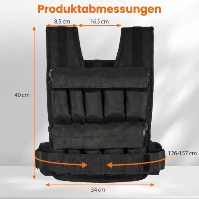 Nastaviteľná záťažová vesta pre ženy a mužov, fitness vesta s odnímateľnými záťažovými vreckami s pieskom, 34 cm