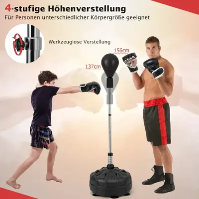 Boxovacia guľa so stojanom 137–156 cm Výškovo nastaviteľný boxerský stojan Boxovacia guľa s plniteľným stojanom