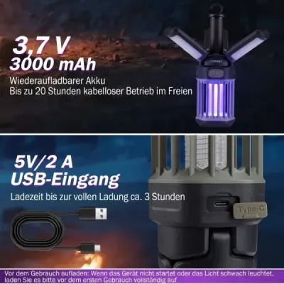 Elektrický lapač hmyzu, skladací hmyzí lapač, vonkajší vodotesný lapač much